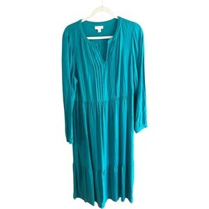 J. Jill teal pintuck pleat dress Sz M